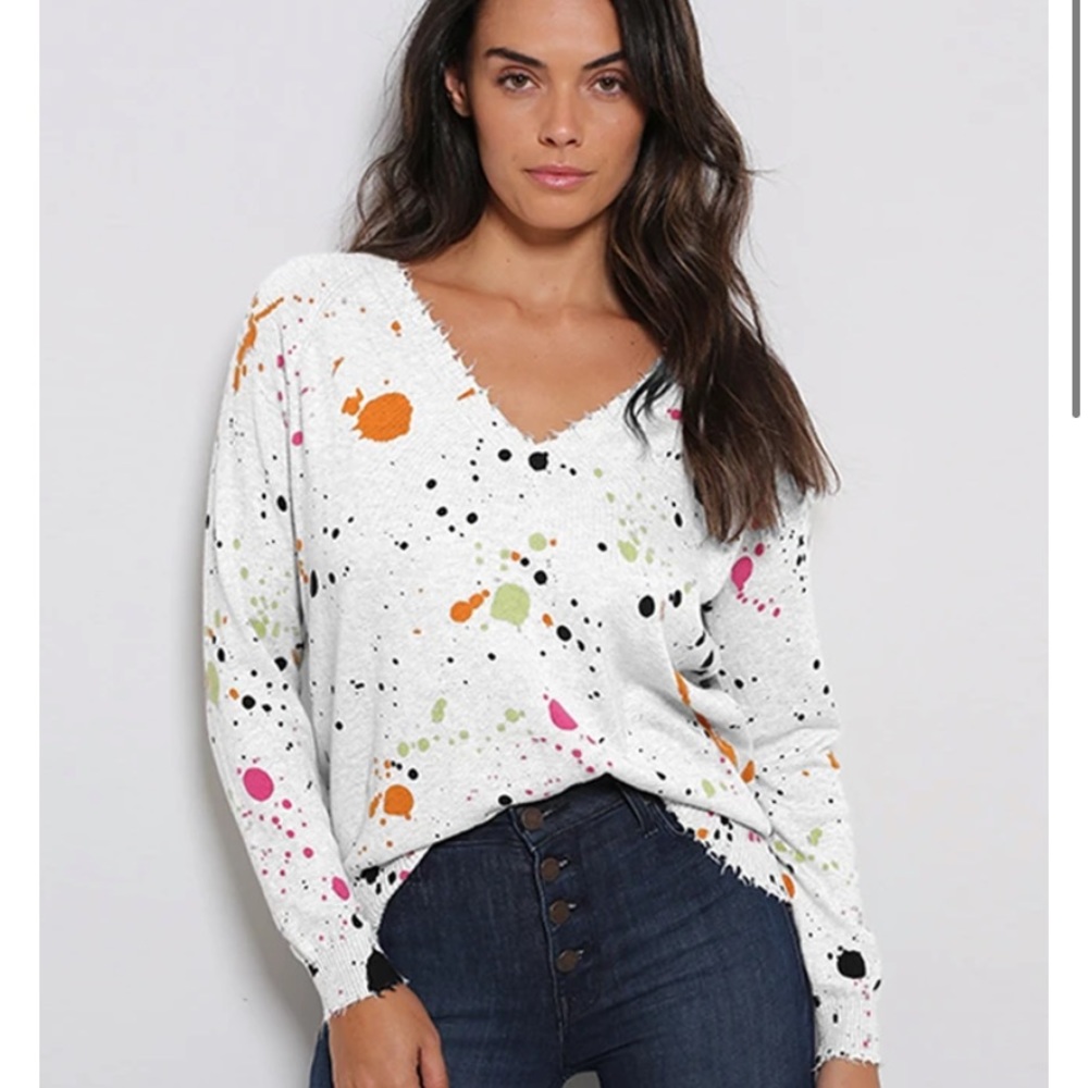 Minnie Rose Splatter V neck
